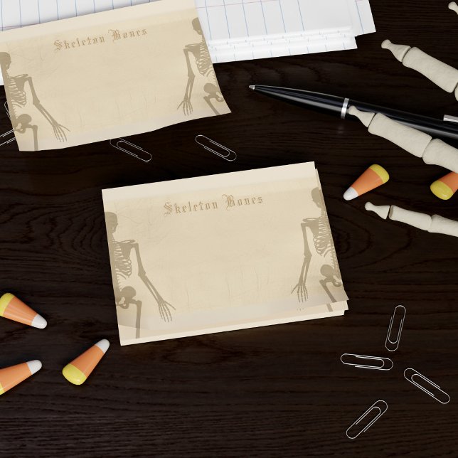 Bloco De Notas Halloween Skeleton Bones Peach Paraminho Personali (Criador carregado)