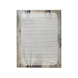 Bloco De Notas Halloween Skeleton e Black Cat Vintage Ephemera