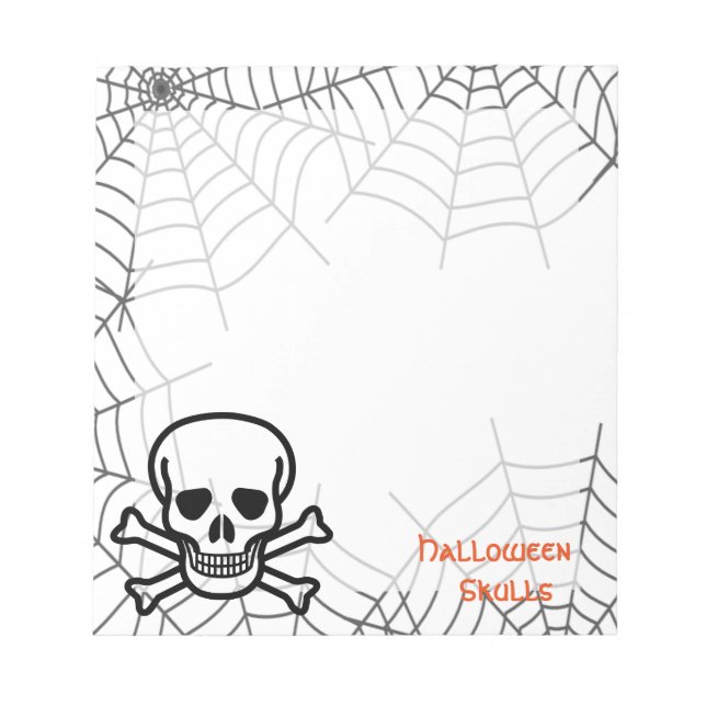Bloco De Notas Halloween Skull Bone Skeleton Spider Web (Frente)