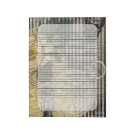 Bloco De Notas Halloween Skull Vintage Clock e Green Pumpkin