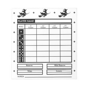 Bloco De Notas Halloween Theme Bunco Score Pad Bruxa Voando
