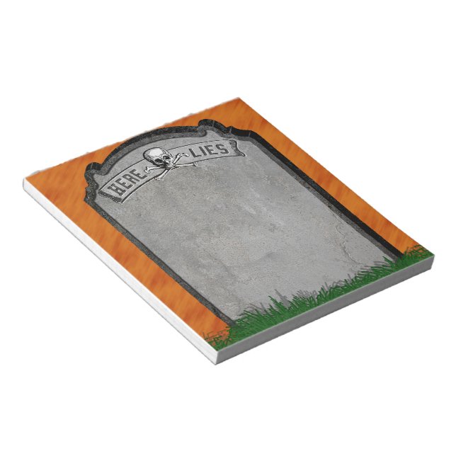 Bloco De Notas Halloween Tombstone Grave Skull Crossbones (Inclinado)