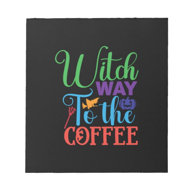 Bloco De Notas Halloween Witch Caminhando Para O Café (Frente)