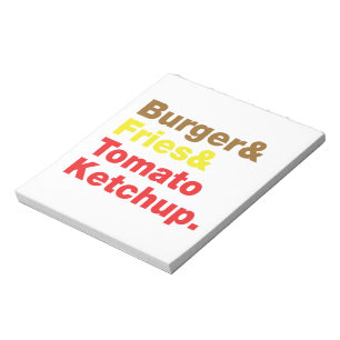 Bloco De Notas Hamburguer & fritadas & ketchup de tomate