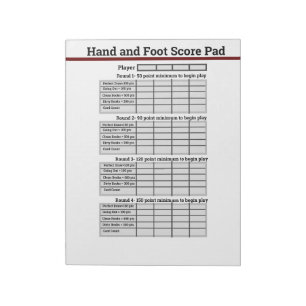 Bloco De Notas Hand and Foot Card Game Score Pad