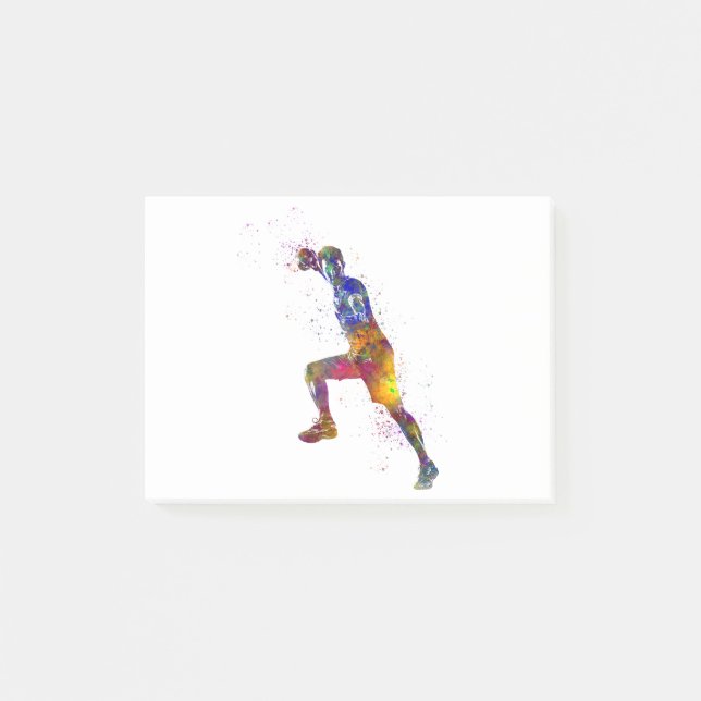 Bloco De Notas Handball player in watercolor (Frente)