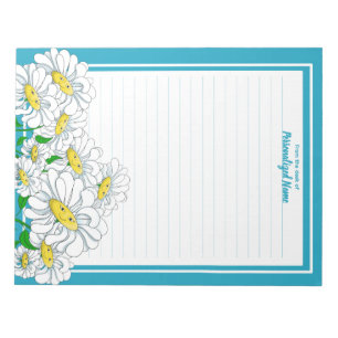 Bloco De Notas Happy Daisies Blue - Branco