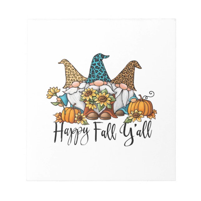 Bloco De Notas Happy Fall Y Leopard Gnome (Frente)