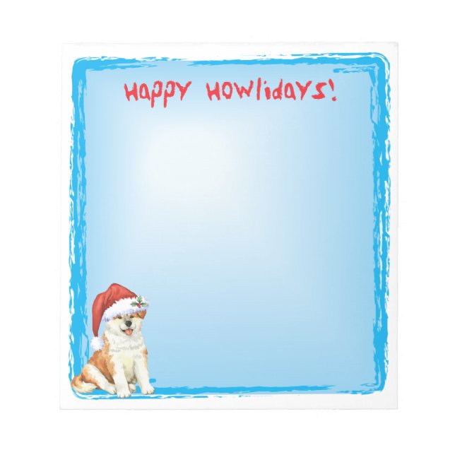 Bloco De Notas Happy Howlidays Akita (Frente)