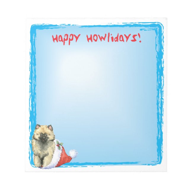 Bloco De Notas Happy Howlidays Keeshond (Frente)