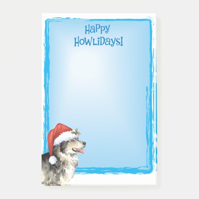 Bloco De Notas Happy Howlidays Malemute (Frente)