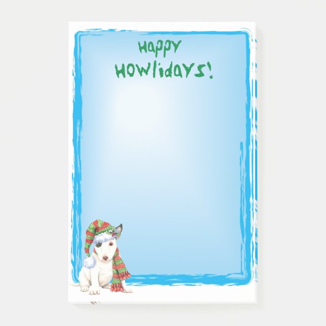 Bloco De Notas Happy Howlidays Mini Bull Terrier (Frente)