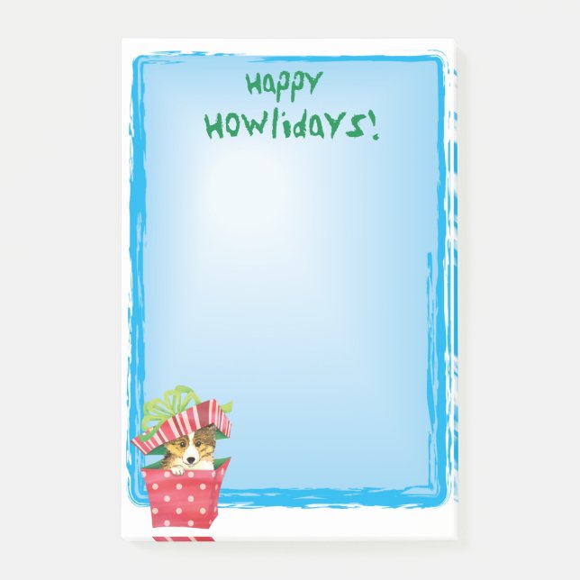 Bloco De Notas Happy Howlidays Sheltie (Frente)