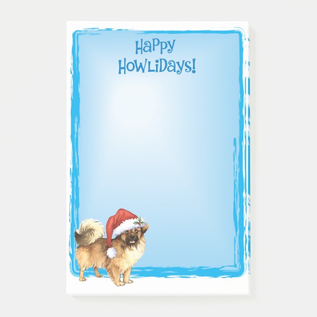 Bloco De Notas Happy Howlidays Tibetano Spaniel (Frente)