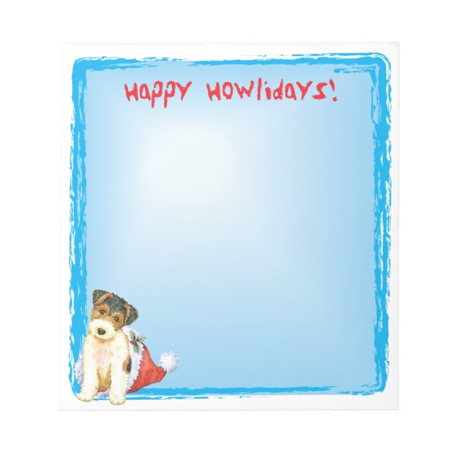 Bloco De Notas Happy Howlidays Wire Fox Terrier (Frente)