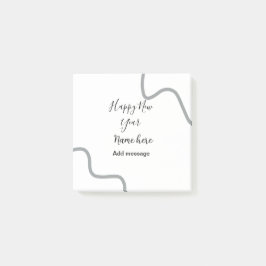 Bloco De Notas Happy new year name message gray simple holiday