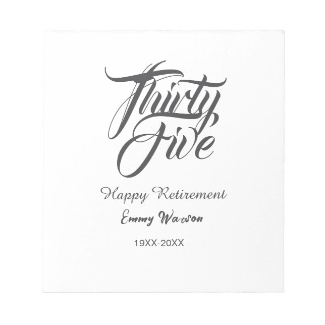 Bloco De Notas Happy retirement bold letter name year elegant sim (Frente)