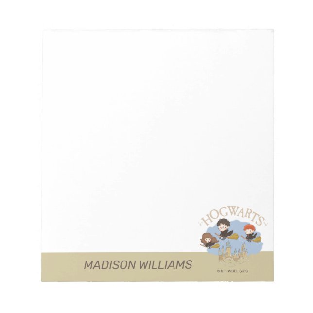 Bloco De Notas HARRY POTTER™, Hermione & Ron sobrevoam HOGWARTS™ (Frente)
