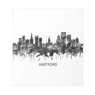 Bloco De Notas Hartford Connecticut Skyline BW