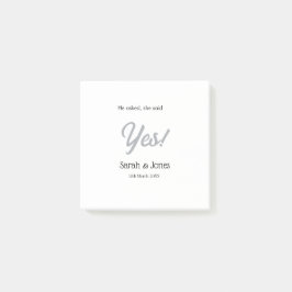 Bloco De Notas He asked she said yes engagement simple silver dat