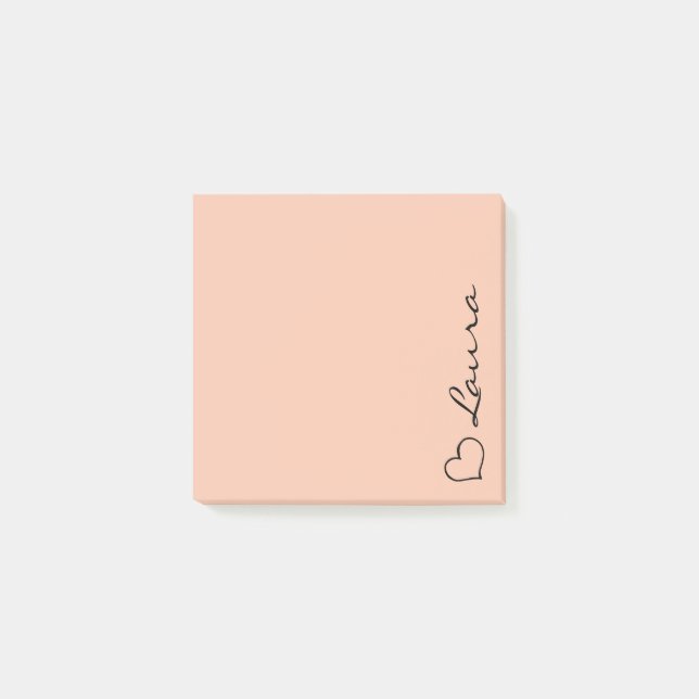 Bloco De Notas Heart Your Name Script Custom Gift Sticky Notes (Frente)