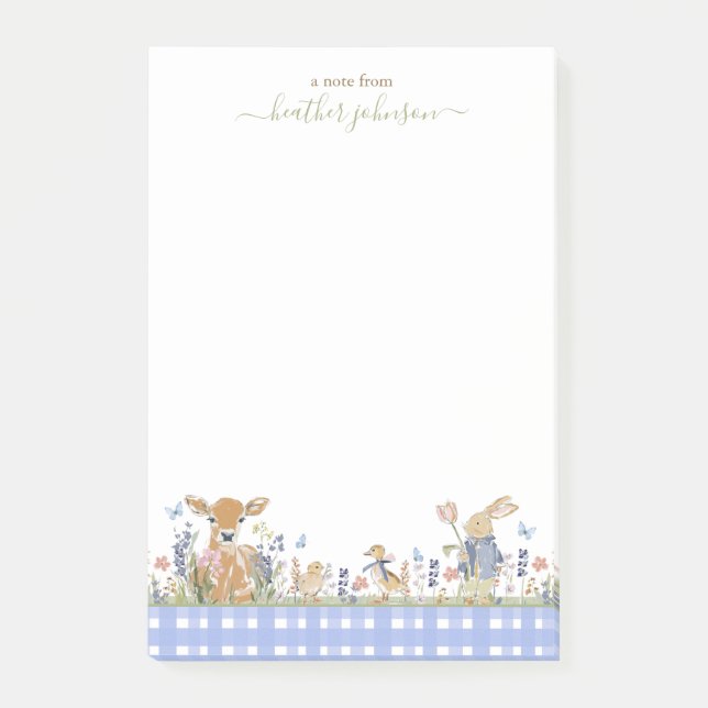 Bloco De Notas Hearthlight Notes Primavera Gingham de Prado Suave (Frente)