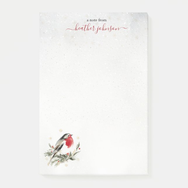 Bloco De Notas Hearthlight Notes Robin de Inverno Personalizado (Frente)