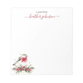 Bloco De Notas Hearthlight Notes Winter Robin Bird Personalized