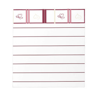 Bloco De Notas Hearts Lined Notepad – Whimsical Burgundy Design