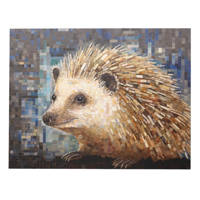 Bloco De Notas Hedgehog Animal Art Decor Paint Mosaico (Frente)
