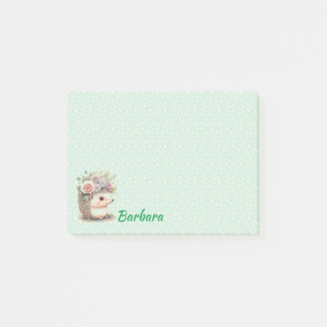 Bloco De Notas Hedgehog Floral Monograma (Frente)