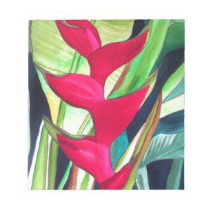 Bloco De Notas Heliconia Lagosta Flor de cor aquática tropical
