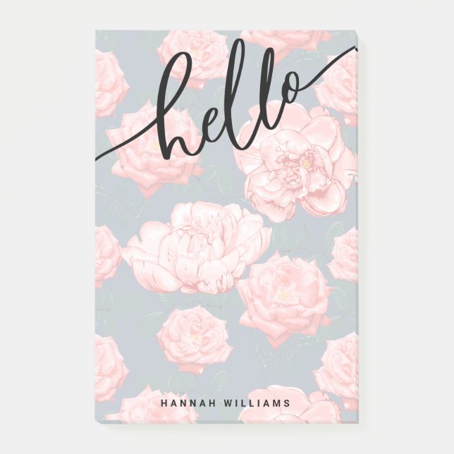 Bloco De Notas HELLO Adicionar Seu Nome Notas de Posto (Frente)