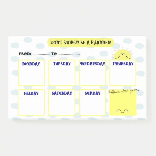 BLOCO DE NOTAS HELLO SUNSHINE - WEEK PLANNER (Frente)