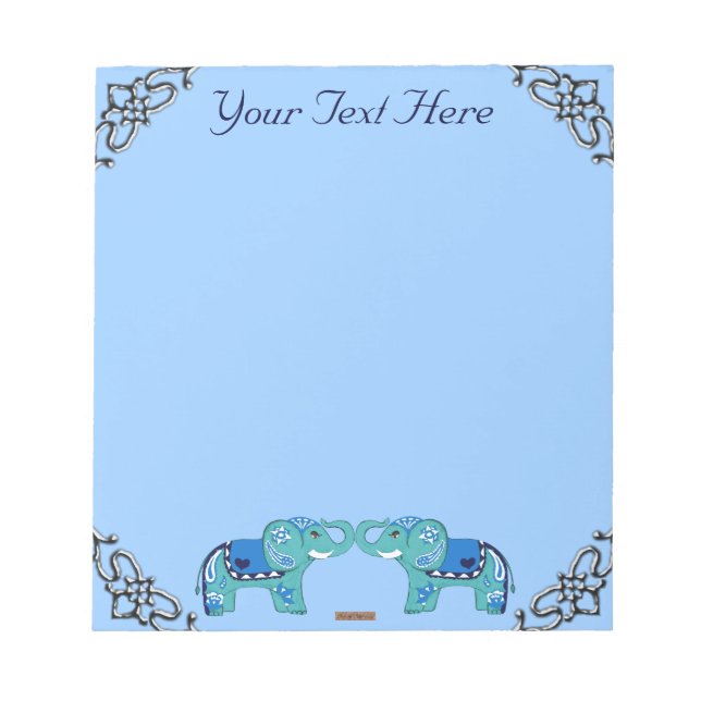 Bloco De Notas Henna Elephant (Azul/Azul Claro) (Frente)