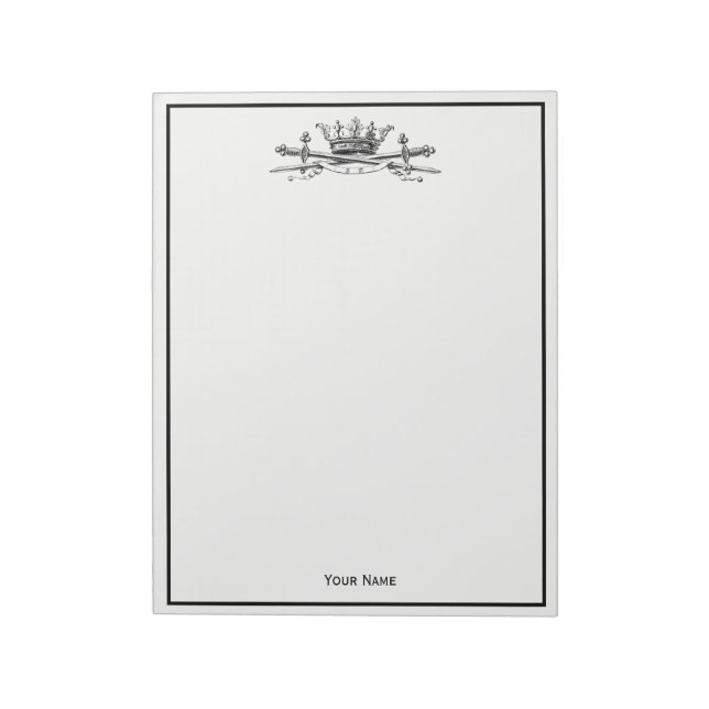 Bloco De Notas Heráldica Crown Crown Swords Sabers Emblem Crest (Invertido)