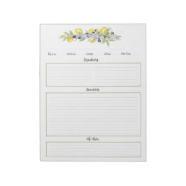 Bloco De Notas Herbs Lemons Páginas do Organizador de Receitas Bo