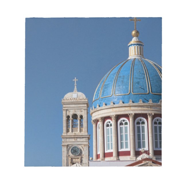 Bloco De Notas Hermoupolis, Ilha Syros, Grécia. Cúpula azul de (Frente)