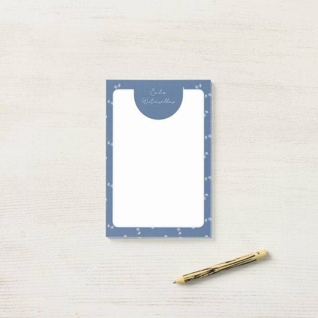 Bloco De Notas Hidrangea Pintada à Mão Grandmillennial Personaliz (Na mesa)