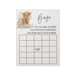 Bloco De Notas Highland Cow Chá de fraldas Bingo Game Boho