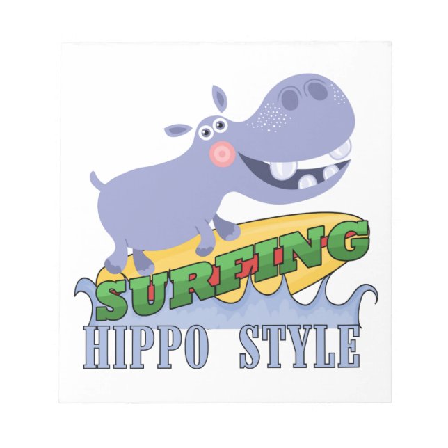 Bloco De Notas Hippopotamus do surfista (Frente)