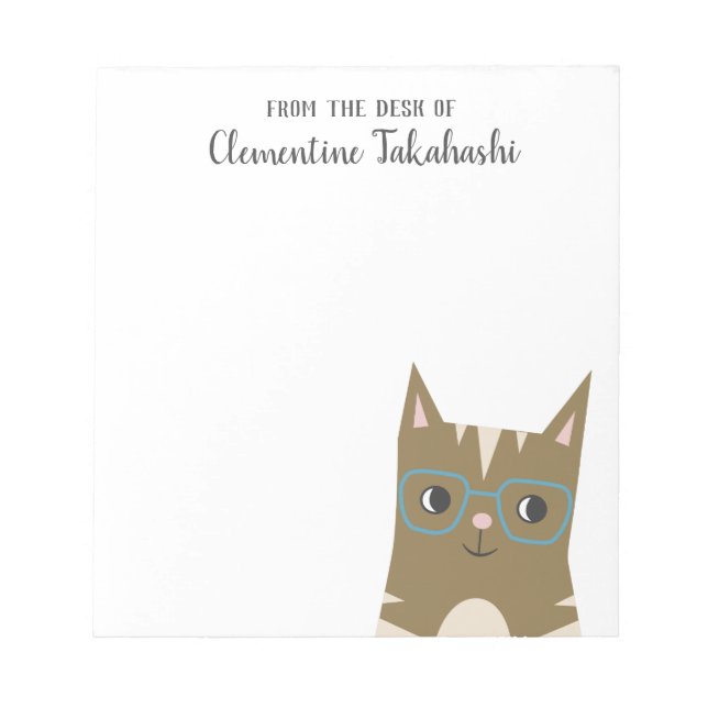 Bloco De Notas Hipster Tabby Cat | Adicione seu nome (Frente)