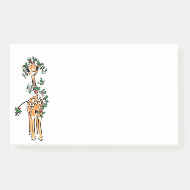 Bloco De Notas Holiday Giraffe - Holly garland (Frente)