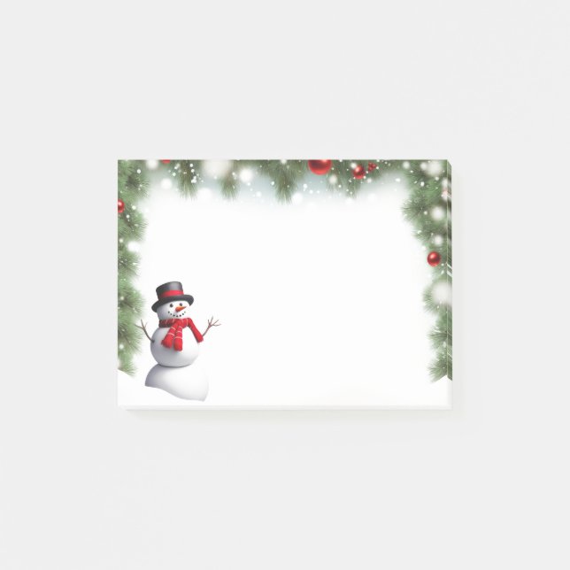 Bloco De Notas Holiday Snowman Posta as notas (Frente)