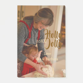 Bloco De Notas Holly Jolly family holiday photo beige year naboho