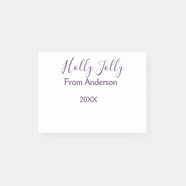 Bloco De Notas Holly Jolly holidays add name family year purple s (Frente)