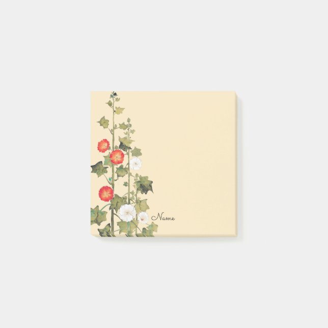Bloco De Notas Hollyhock Flowers Arte Posta-A Nota Pessoal (Frente)