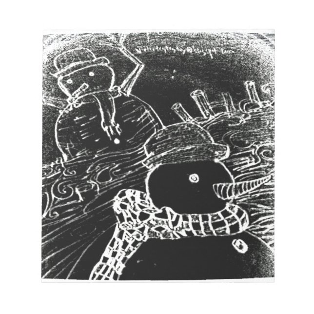 Bloco De Notas Homem de neve e Yaie no Natal preto (Frente)