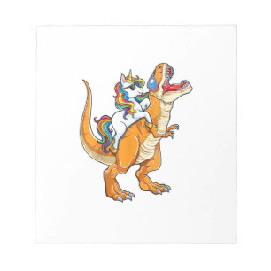 Bloco De Notas Homem Mulher Montando T-Rex Unicórnio Dinossauro E
