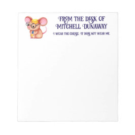 Bloco De Notas Homem Queijo Peludo Negócios Rato Gravata Óculos N